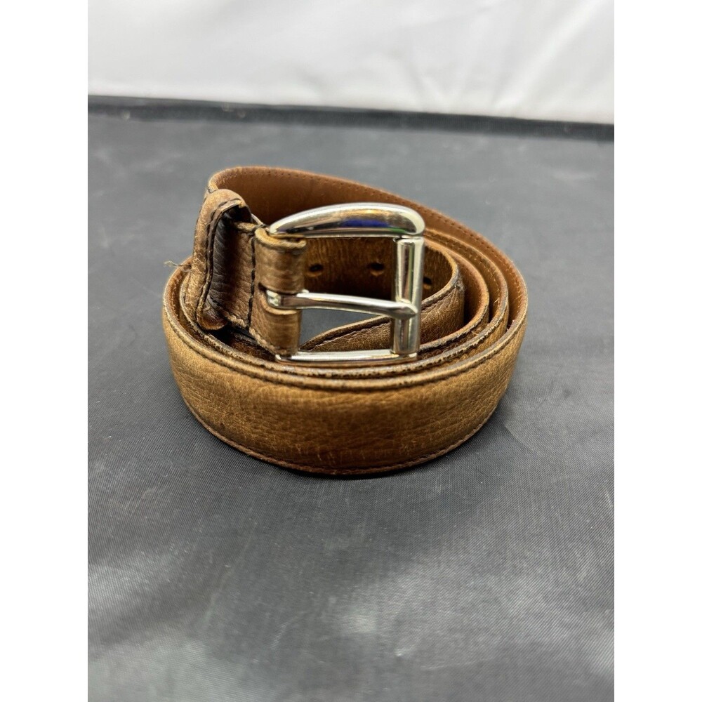 Polo Ralph Lauren Genuine Leather Belt Brown Preppy Brass Buckle Classic Size 42